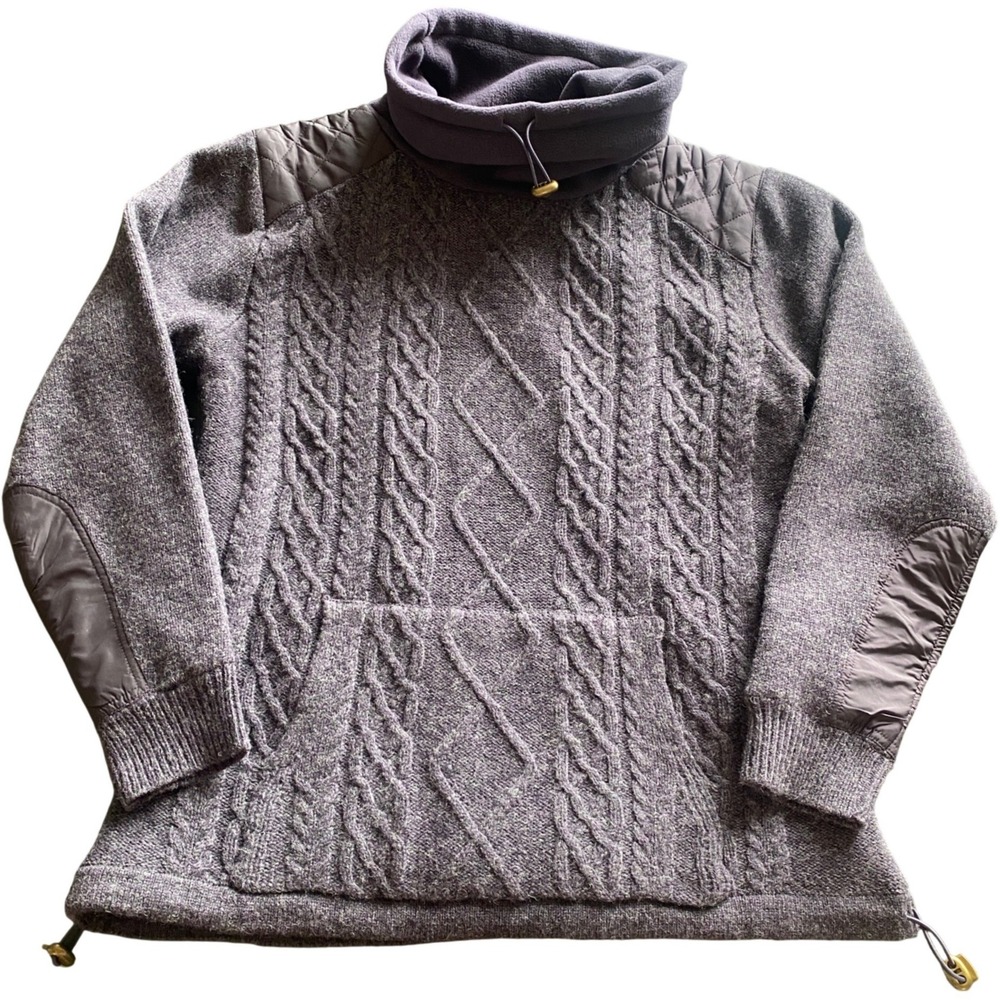 Aran Woollen Mills Womens Large Purple Wool Cable Knit Cowlneck Sweater